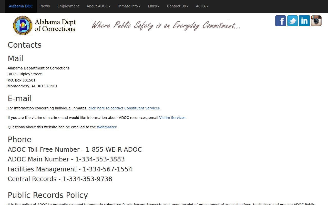 Lauderdale County arrest records ADOC contact and public records
