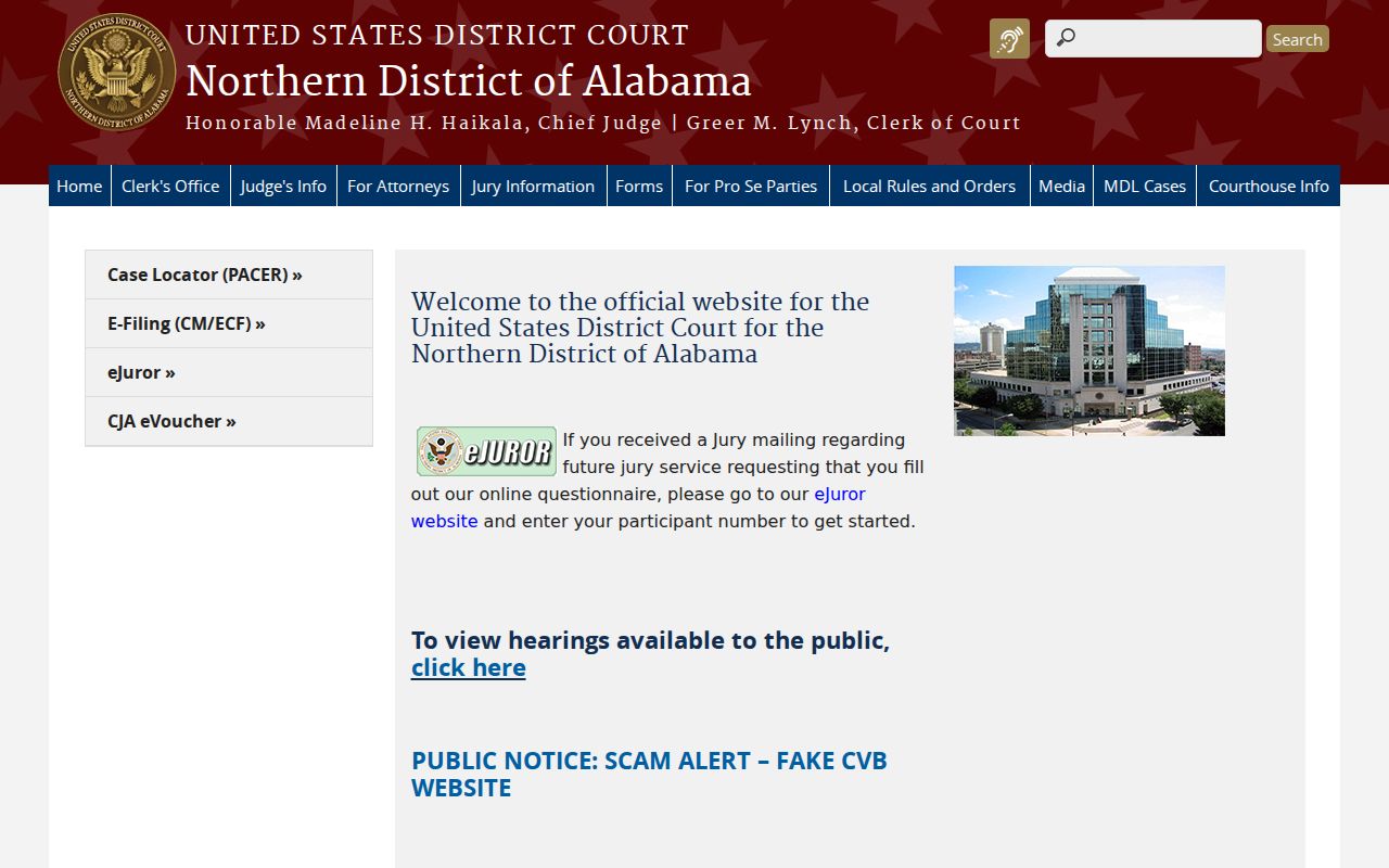 Lauderdale County court dockets Northern District of Alabama federal court