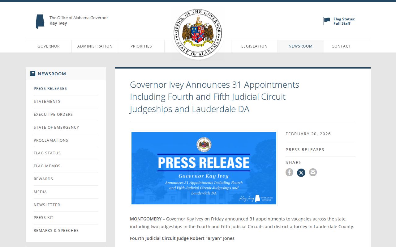 Lauderdale County criminal court records Governor District Attorney appointment