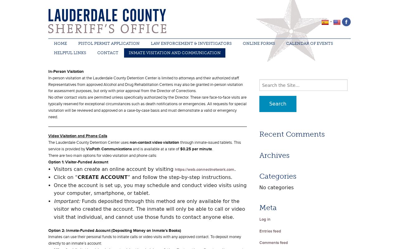 Lauderdale County inmate records visitation and communication